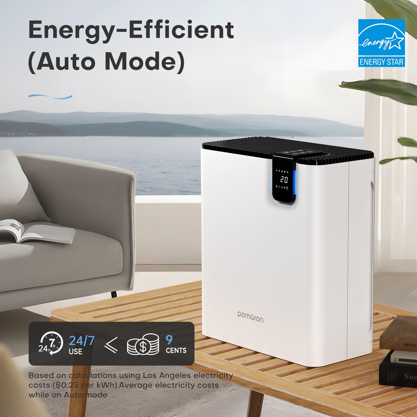 POMORON Air Purifiers for Home Large Room Up to 2500Ft² with Air Quality Sensor&Auto Mode, UV Light, H13 HEPA Air Purifiers Filter 99.97% of Pollen Allergies Smoke Pet Dander for Bedroom, White